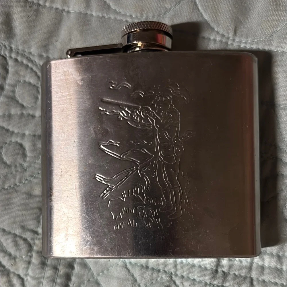 Engraved Silver Hip Flask - Picture 1 of 5